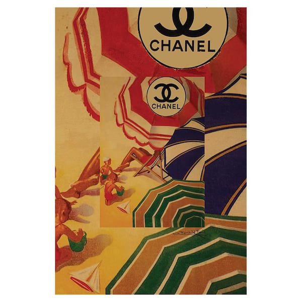 VENICE BEACH Collections Vintage Designer Beach Umbrellas by Fairchild Paris 1-Piece Unframed Abstract Poster Art Print 20 in. x 30 in.