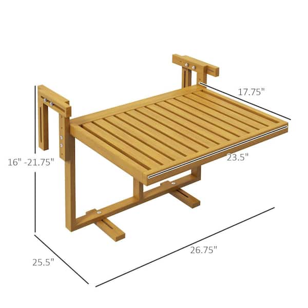 Misopily Foldable Rectangular Pine Wood Outdoor Side Balcony