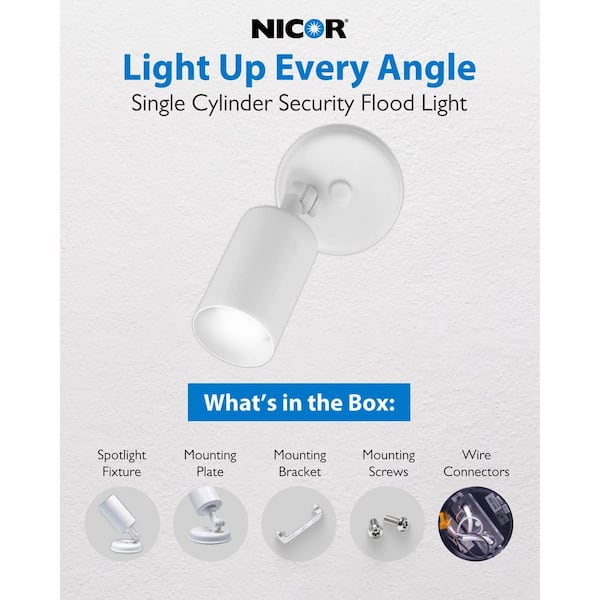 NICOR Single Bullet 50-Watt White Outdoor Wall Lantern Sconce