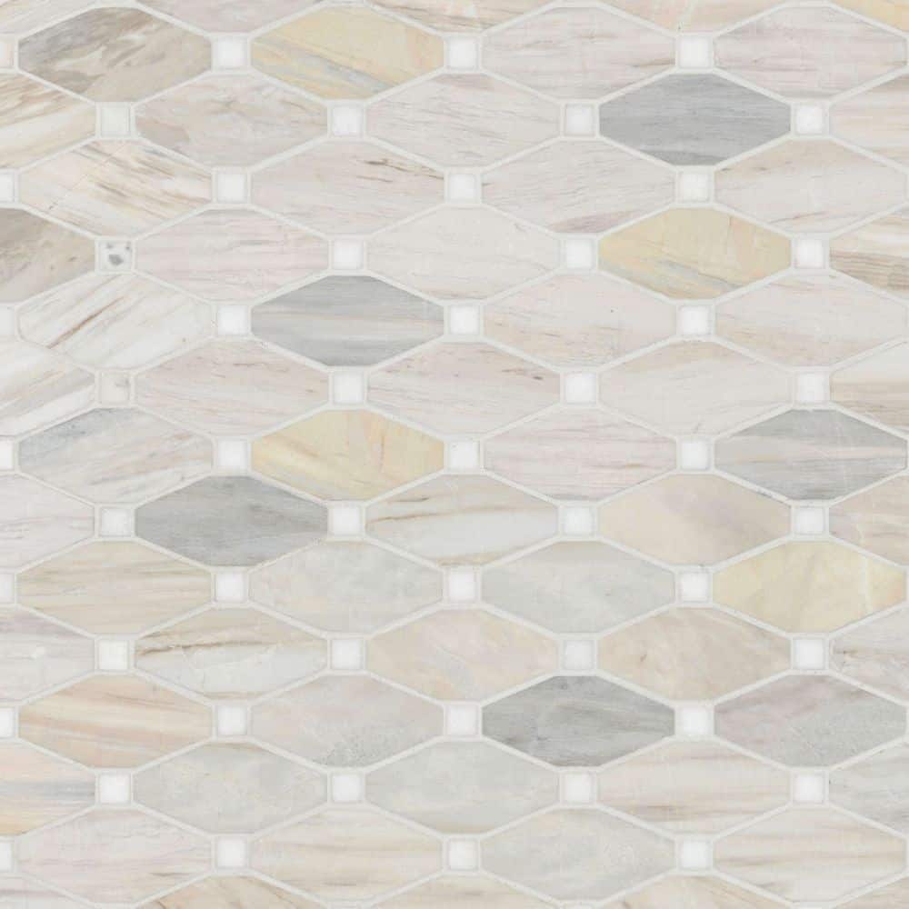 Angora Beige and Gray Polished Marble Mosaic Tile