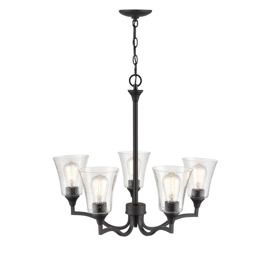 Caily 26" Matte Black Metal 5-Light Chandelier