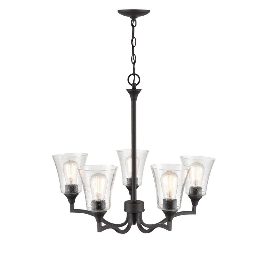 Caily 26" Matte Black Metal 5-Light Chandelier