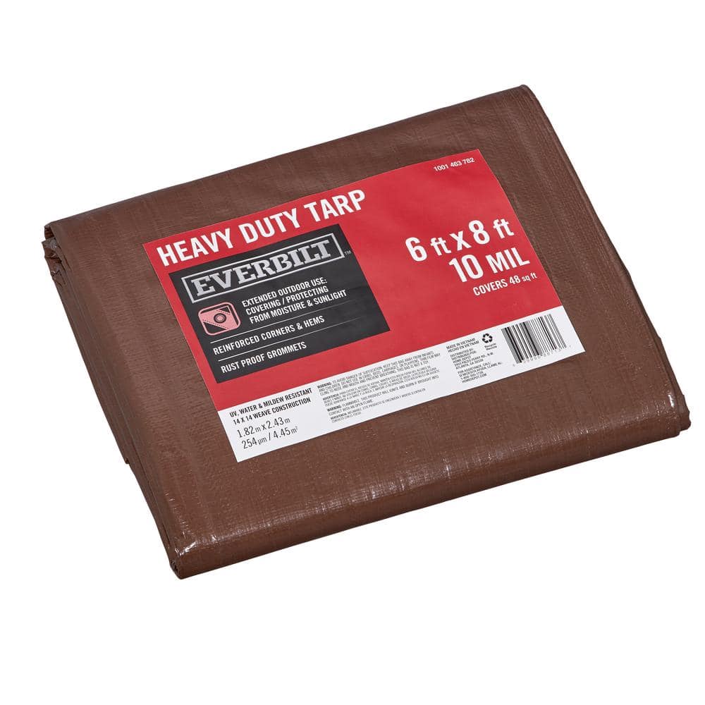 Everbilt 6 ft. x 8 ft. Brown/Silver Heavy Duty Tarp PYHD0608 The Home