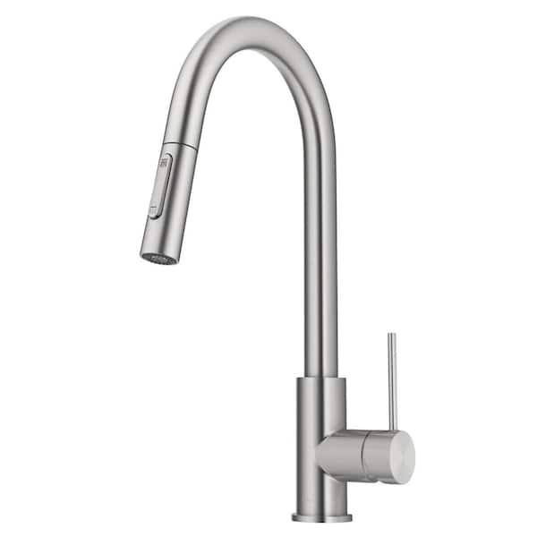 KRAUS Oletto Single Handle Pull Down Sprayer Kitchen Faucet in Spot Free Stainless Steel