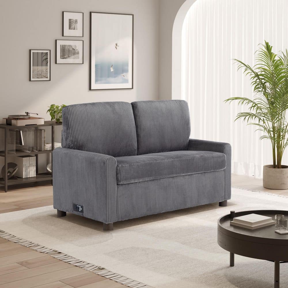 極美品　NARUSA SOFA グレー W1800 D850 H700 Serta Durham 53.5 in. Gray Polyester Twin Size Sofa Bed 114A064GRY