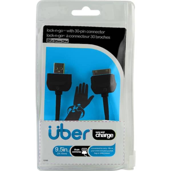 Uber Lock & Go Apple 30 Pin Sync Charge Cable Bracelet - Black