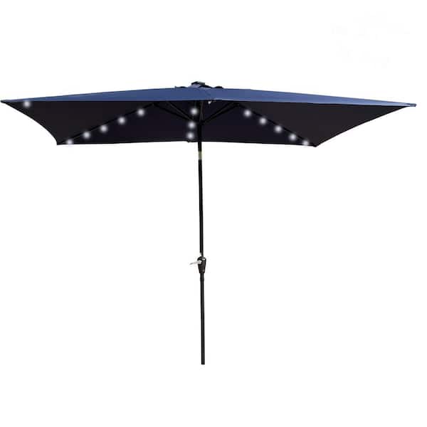 lighted rectangluar patio umbrella navy Rectangular Solar Light Bulb Tilt 10x6.5ft 6-Rib Get ready to entertain from dusk until dawn with the 9 ft 9 X 11 ft Outdoor