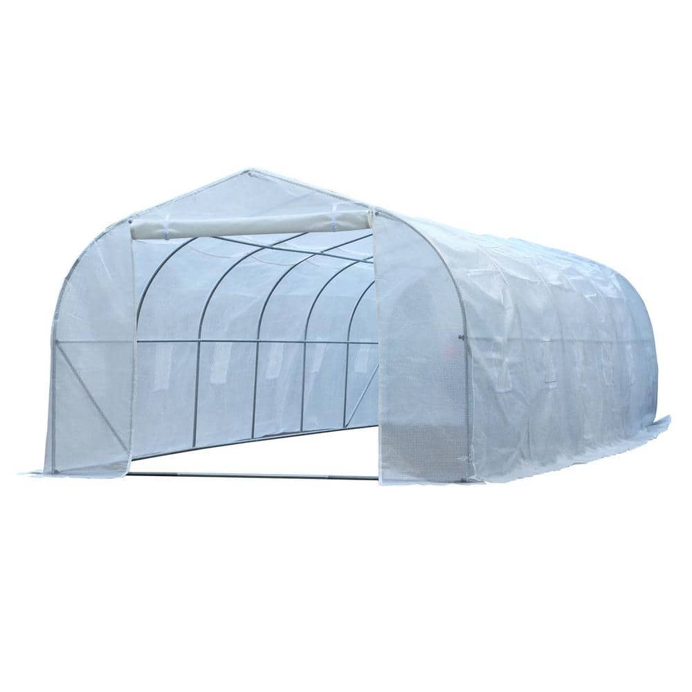 Green Outsunny 26 x 10 x 6.5 Large Outdoor Heavy Duty Walk-in Greenhouse