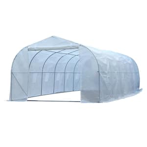 10 ft. W x 26 ft. L x 7 ft. H White Outdoor Heavy-Duty Walk-In Greenhouse with 12-Windows and Ventilation Screens