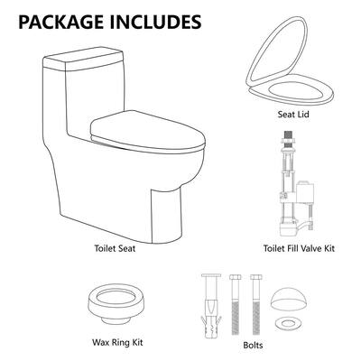 1-piece 1.1 GPF/1.6 GPF High Efficiency Dual Flush Round Bowl Toilet All-in-One Skirt Design in White Seat Included