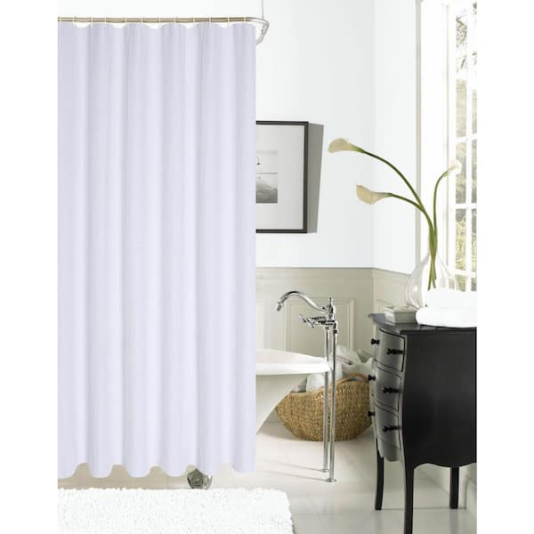 Dainty Home Exclusive Spa 251 Hotel Collection 72 in. White Waffle Shower Curtain