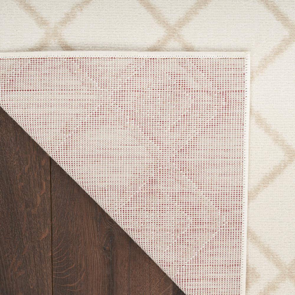 Ivory Beige Geometric Synthetic 5' x 7' Area Rug