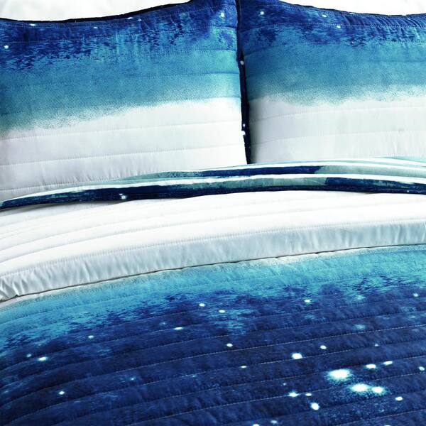 Lush Decor 3-Piece Make A Wish Navy/White Space Star Ombre Full 