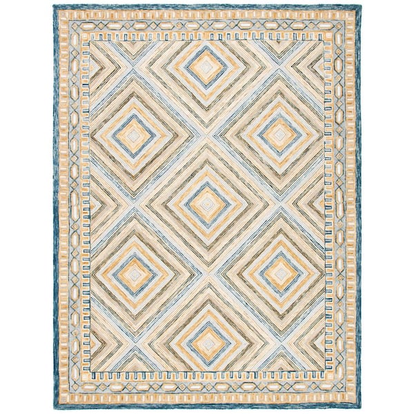 SAFAVIEH Aspen Navy/Gold 9 ft. x 12 ft. Border Diamond Area Rug