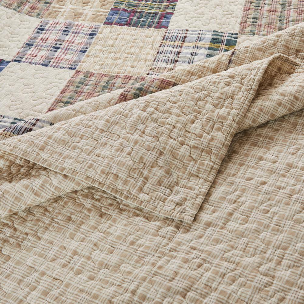 Oxford Taupe Cotton Reversible Queen Bedspread Set