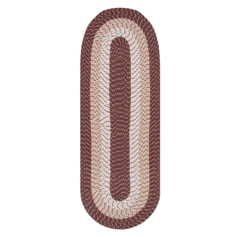 Classic Braided Brown Stripe Synthetic Indoor Runner Rug 24" x 66"