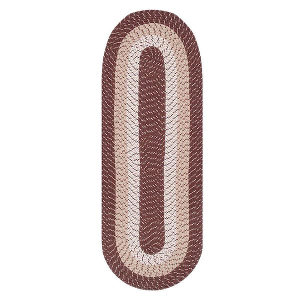 Better Trends Country Stripe Braid Collection Brown Stripe 24" x 66" Runner 100% Polypropylene Reversible Area Rug
