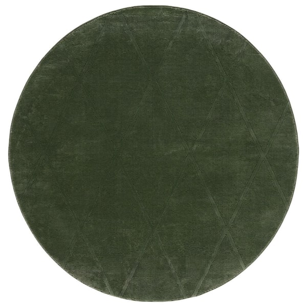 Revive 3 ft. x 3 ft. Green Diamond Solid Round Area Rug