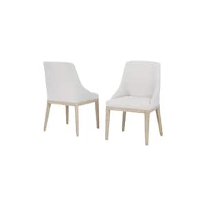 Barley Wood Frame Upholstered Dining Chair, Grey/White, Pack of 2