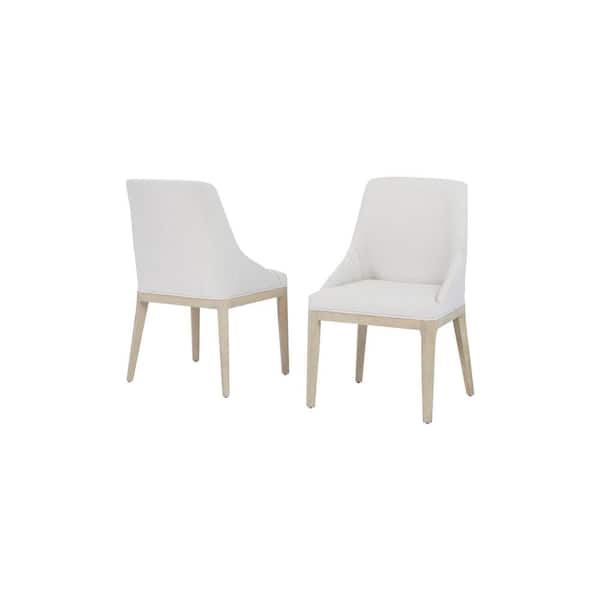 Nyhus Barley Wood Frame Upholstered Dining Chair, Grey/White, Pack of 2