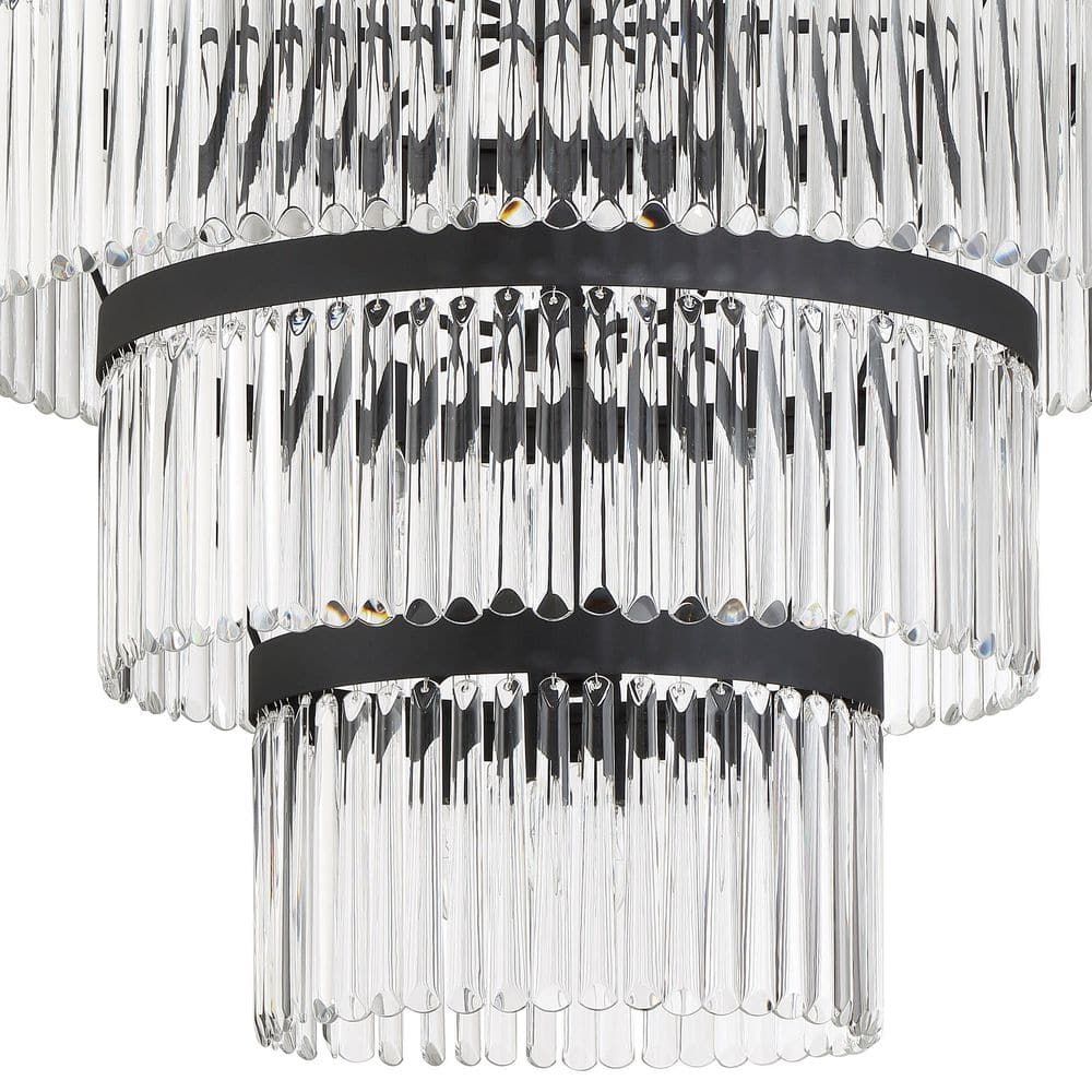 Emory Black Forged 22-Light Chandelier with Clear Glass Crystals