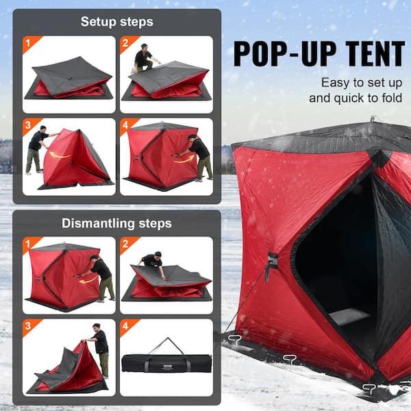 Outsunny 4-6 People Ice Fishing Shelter, Pop-up Ice Fishing Tent, Ice Shanty, Portable and Insulated, with Carry Bag, for Low-Temp -104Â°F