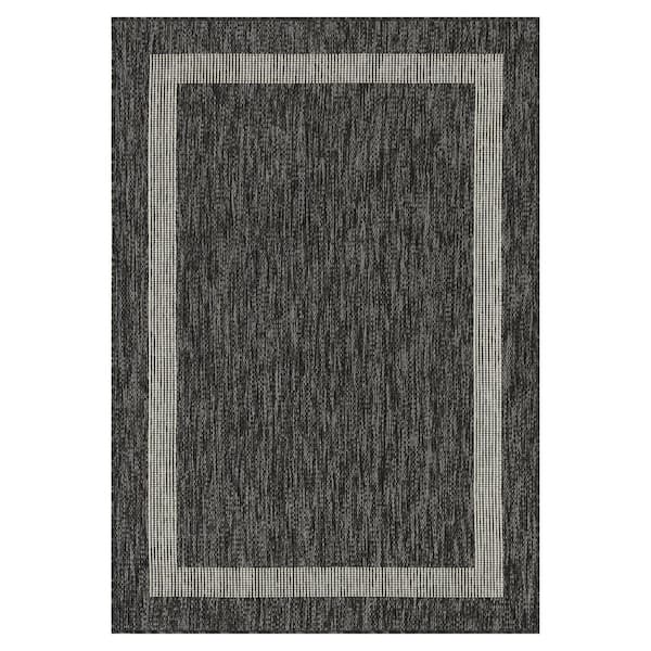 Azelia Black and Ivory 8 ft. x 10 ft. Indoor/Outdoor Area Rug