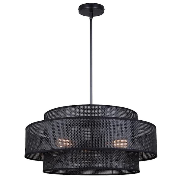 CANARM Bellamy 3-Light Black Bohemian Chandelier for Dining Rooms and Living Rooms