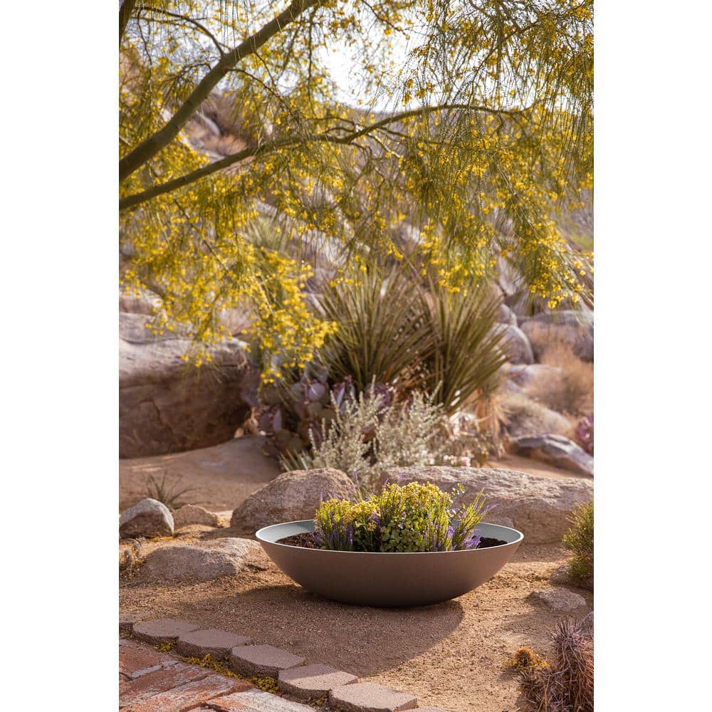 Veradek Mason Modern 32" Gray Plastic-Stone Large Round Planter
