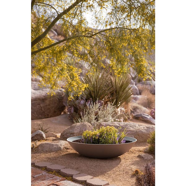 Lane Bowl 32 in. Gray Plastic Round Planter