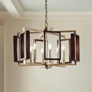 Zurich 6-Light Soft Gold Chandelier with Wood Accents