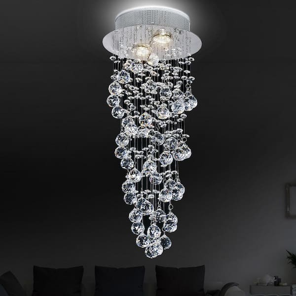 Double Spiral 2 Light Flush Mount With Chrome Finish