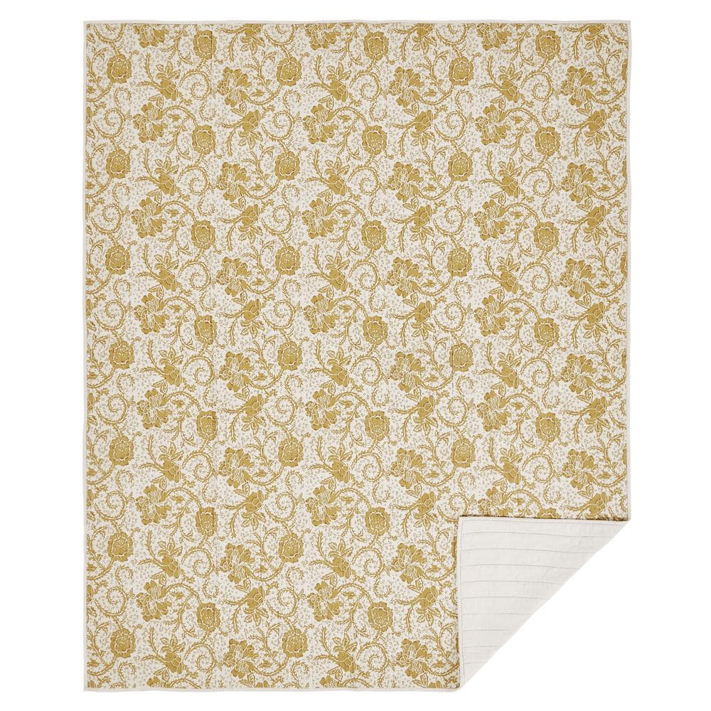 Dorset Gold Floral Twin Cotton Reversible Quilt
