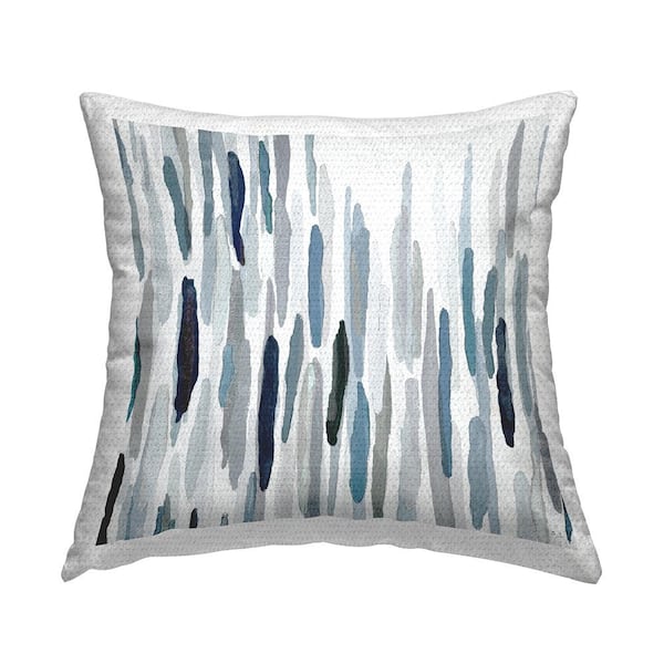 Stupell Industries Blue Varied Abstract Brushed Rainfall Lines Blue Square Outdoor Throw Pillow
