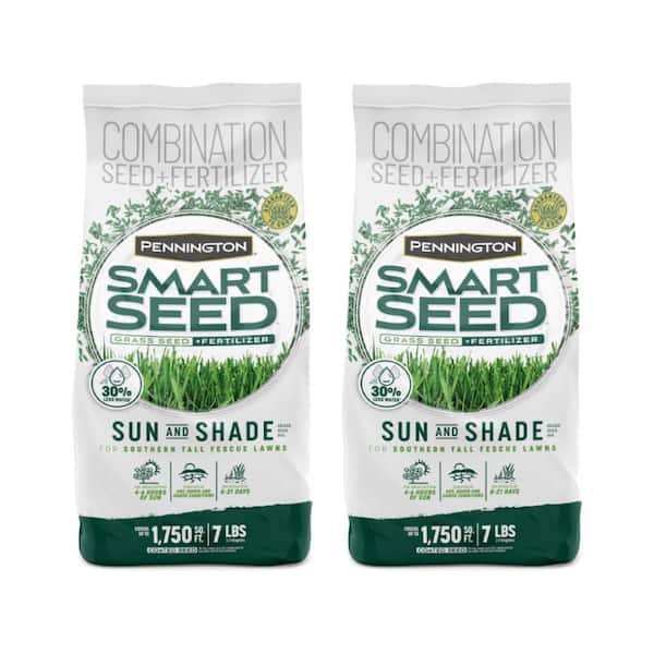 Pennington Smart Seed Sun and Shade South 7 lb. 2,330 sq. ft. Grass Seed and Lawn Fertilizer (2-Pack)