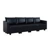 HOMESTOCK 112.8 in. Modern Faux Leather 4-Piece Upholstered Sectional Sofa Bed in Black - Sofa Couch for Living Room/Office 55344HD