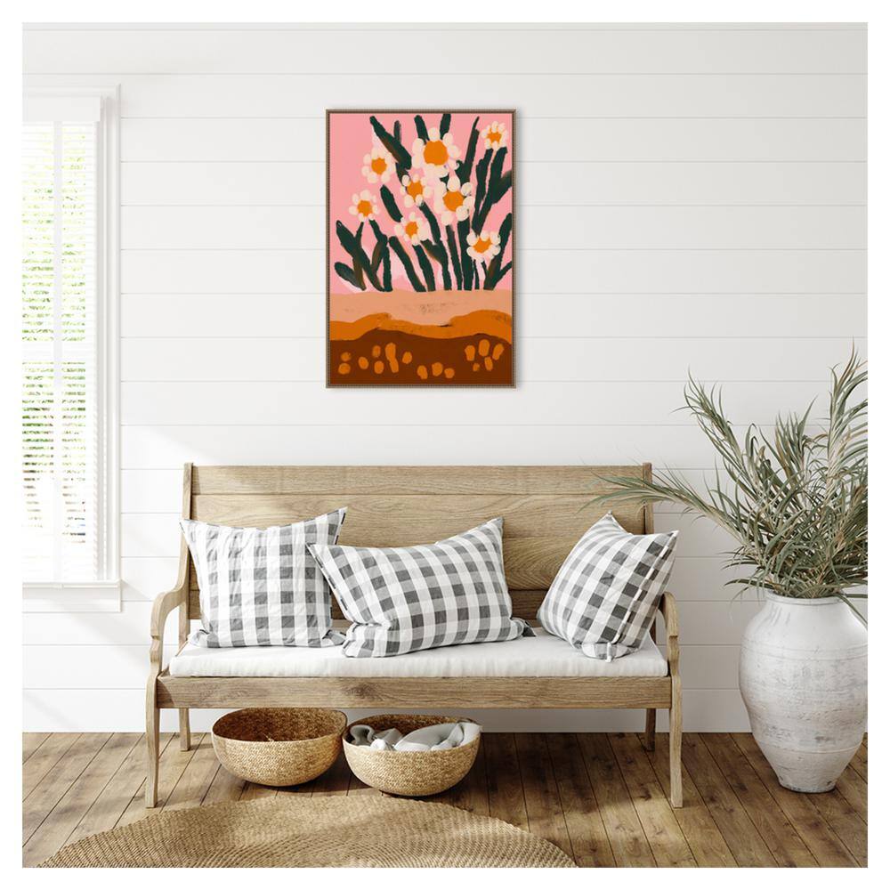 Large Pastel Floral Abstract Framed Canvas Wall Art