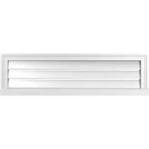 42 in. x 12 in. Vertical Surface Mount PVC Gable Vent: Functional with Brickmould Sill Frame