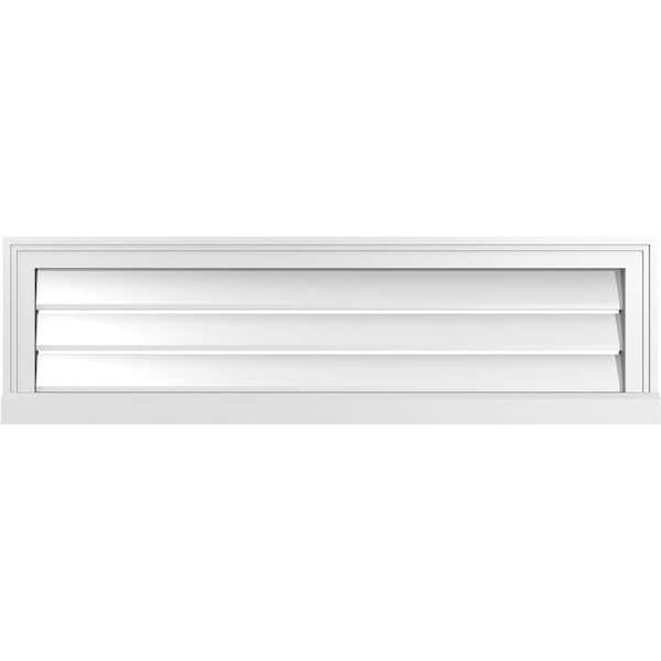 Ekena Millwork 42 in. x 12 in. Vertical Surface Mount PVC Gable Vent: Functional with Brickmould Sill Frame