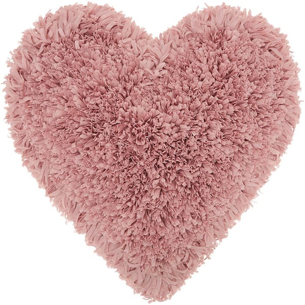 Nourison Shaggy Heart Rose Shag 18 in. x 18 in. Throw Pillow