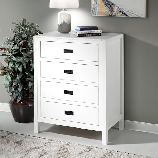 Welwick Designs 40 in. Classic Solid Wood 4-Drawer Chest - White