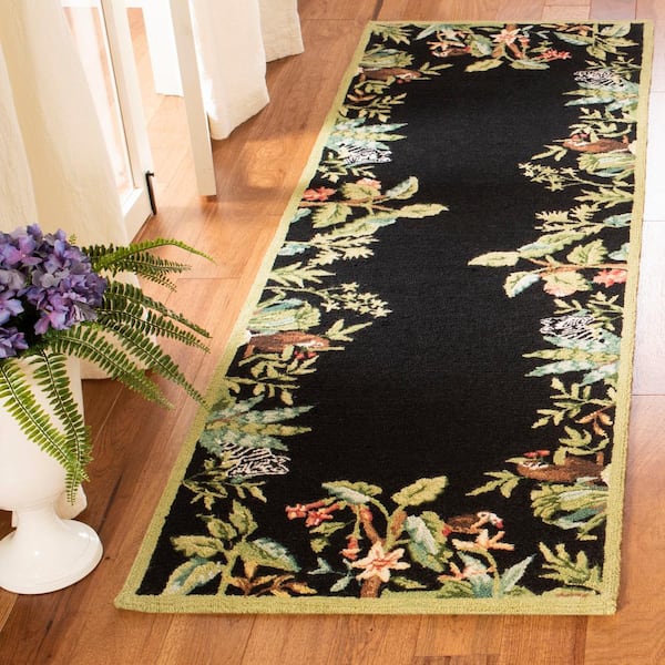 Chelsea Black/Green 3 ft. x 6 ft. Border Runner Rug