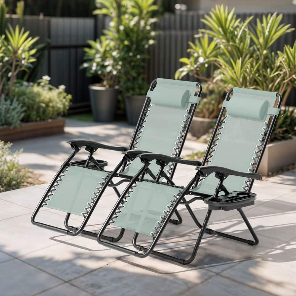 MoNiBloom (Set of 2) Lounge Foldable Zero Gravity Chair with Cup