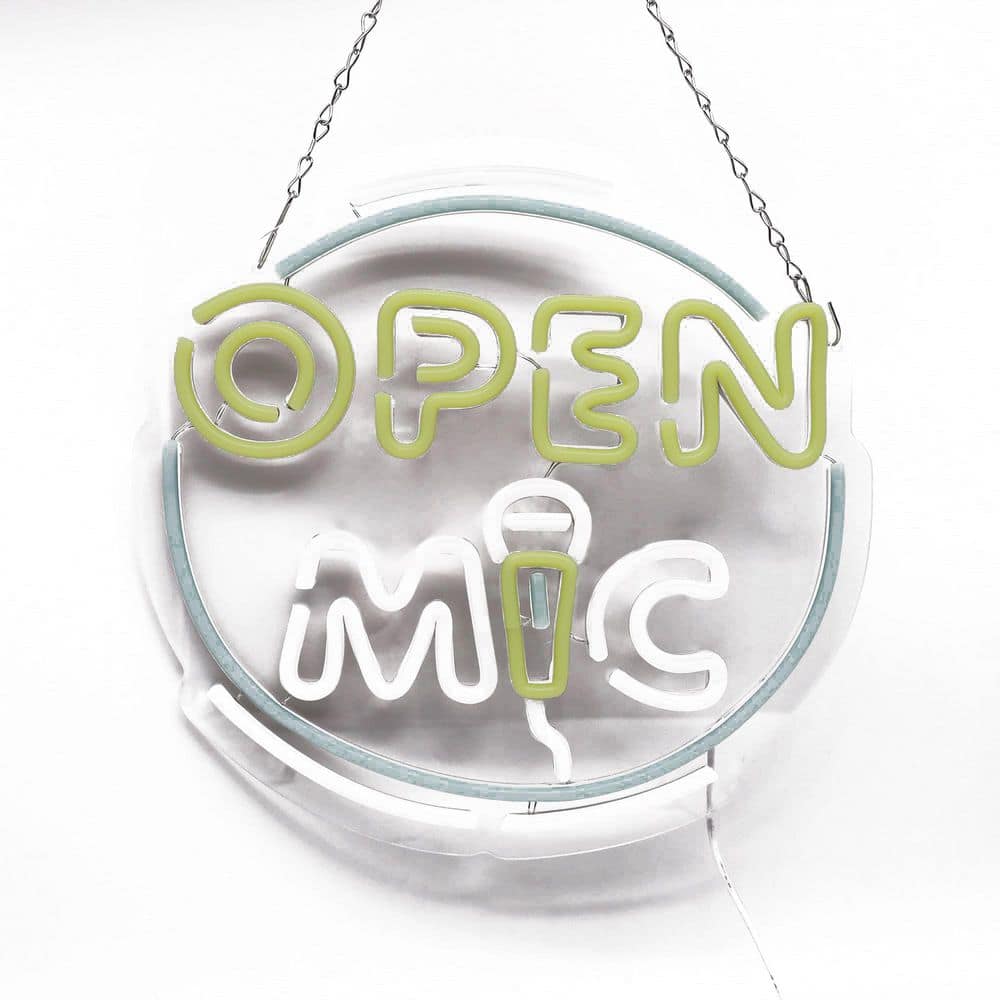 Afoxsos Open Mic Series LED Neon Light Acrylic Wall Sign Music ...