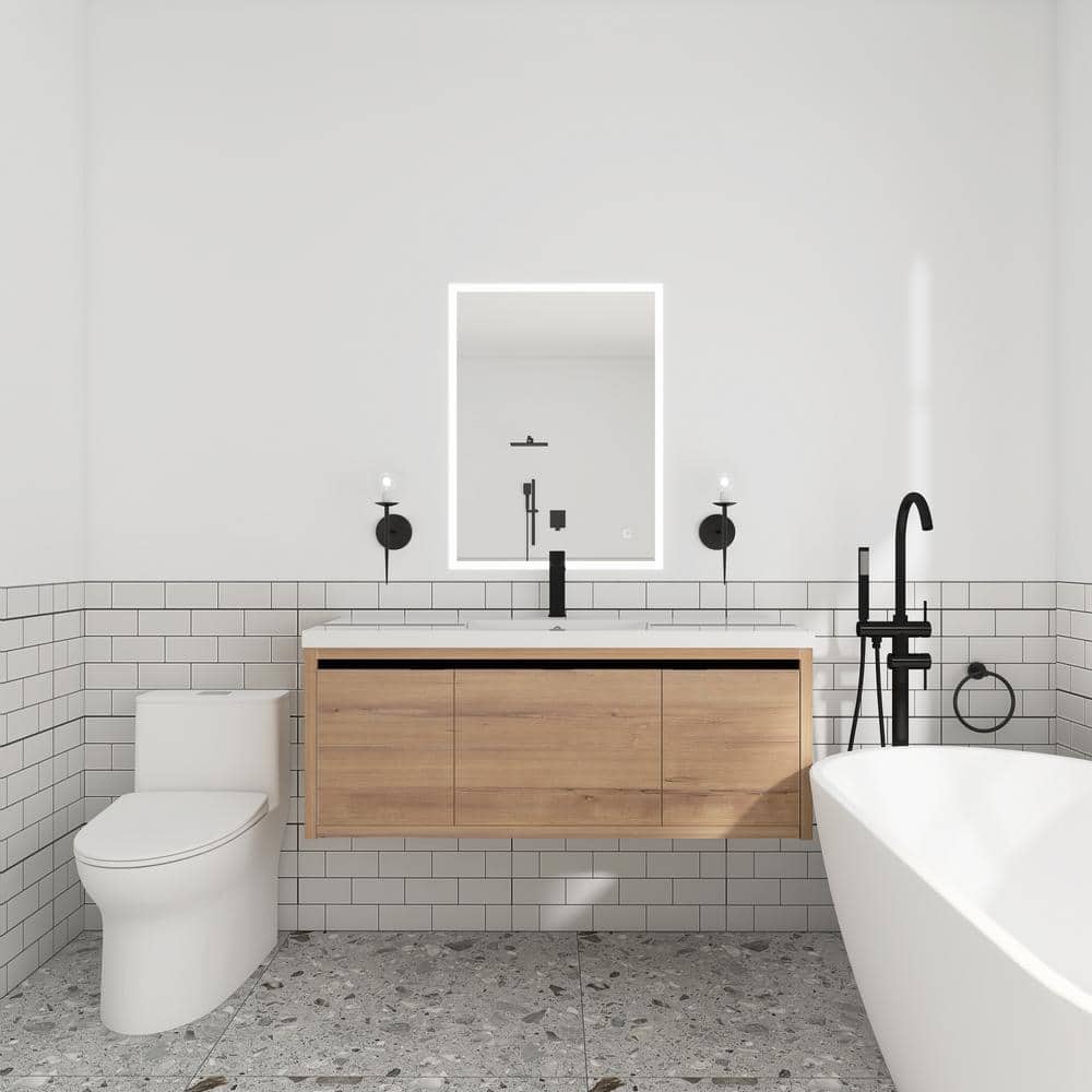 48 in. W x 18 in. D x 21 in. H Single Sink Wall Mounted Bath Vanity in Imit