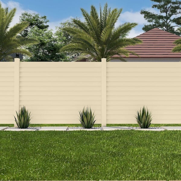 Louvered 6 ft. x 6 ft. Sand Vinyl Fence Panel