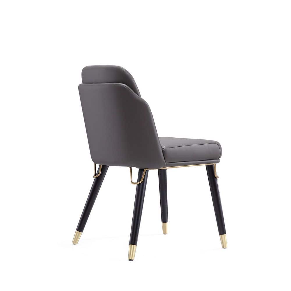 Estelle Pebble and Black Faux Leather Dining Chair Set