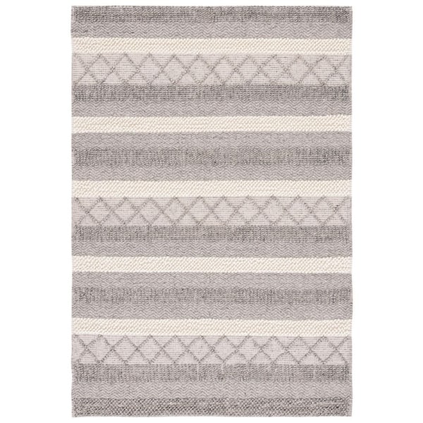 Natura 2 ft. x 4 ft. Gray/Beige Chevron Striped Area Rug