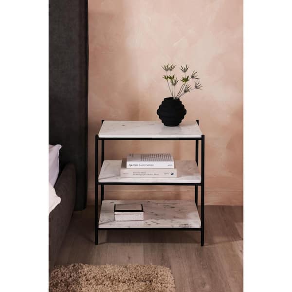 NADAAL STUDIOS Thomas, White Marble and Iron, 22 in. W Nightstand