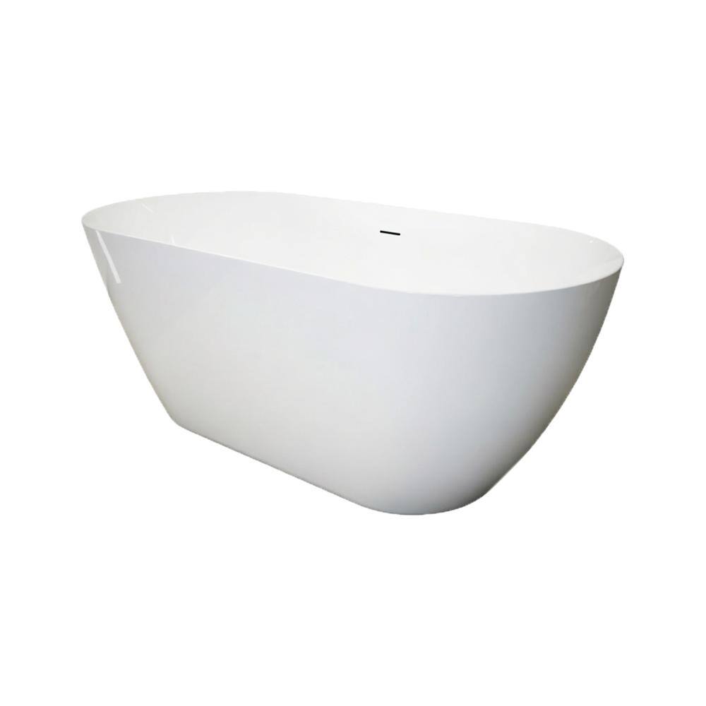 59 in. x 28.75 in. Acrylic Freestanding Soaking Bathtub with Center Drain in Glossy White, cUPC Certified price history on PriceWatchPro